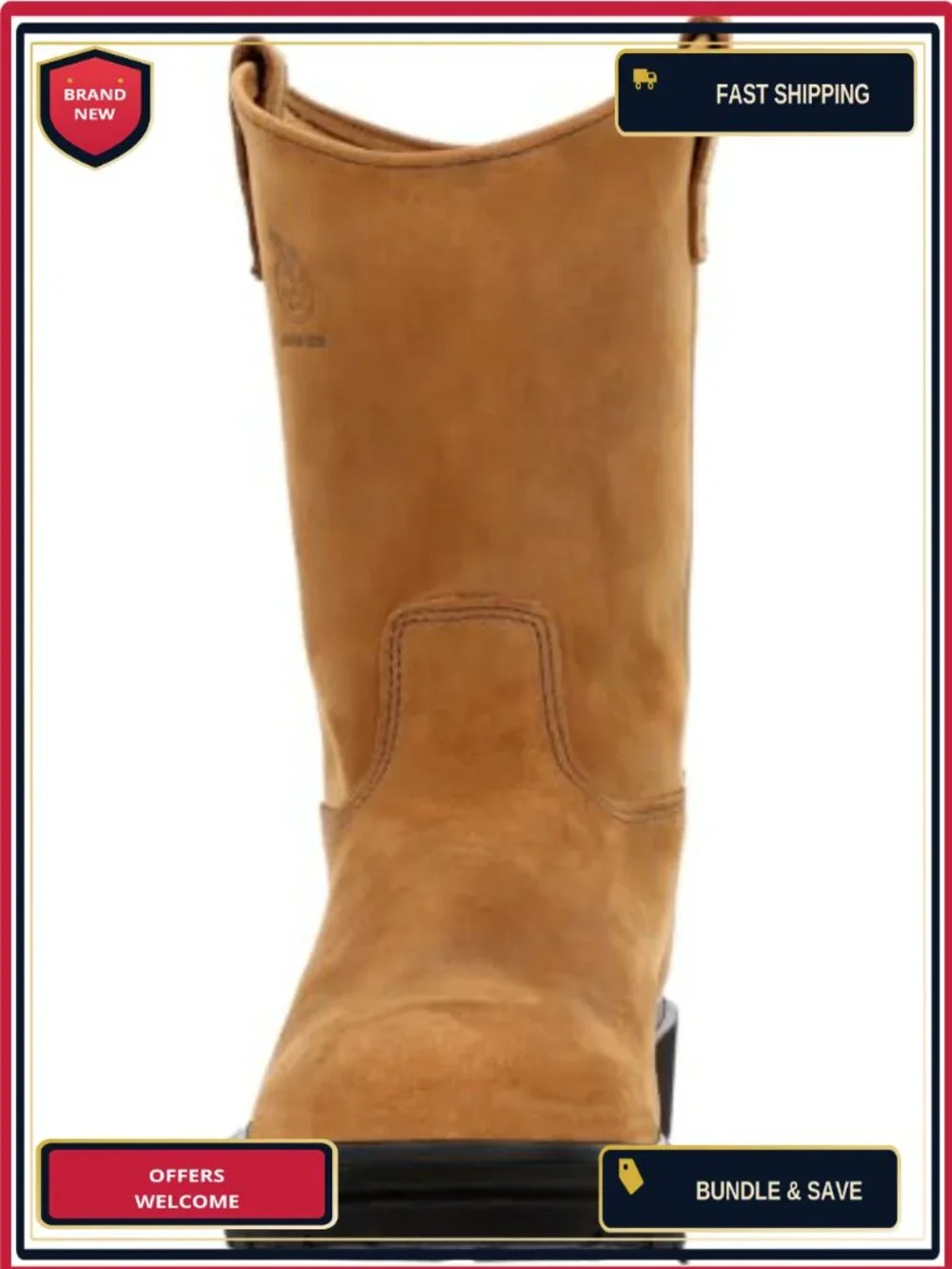 Men's Pull-On Work Boots 11in Leather Steel Shank Oil-Resistant